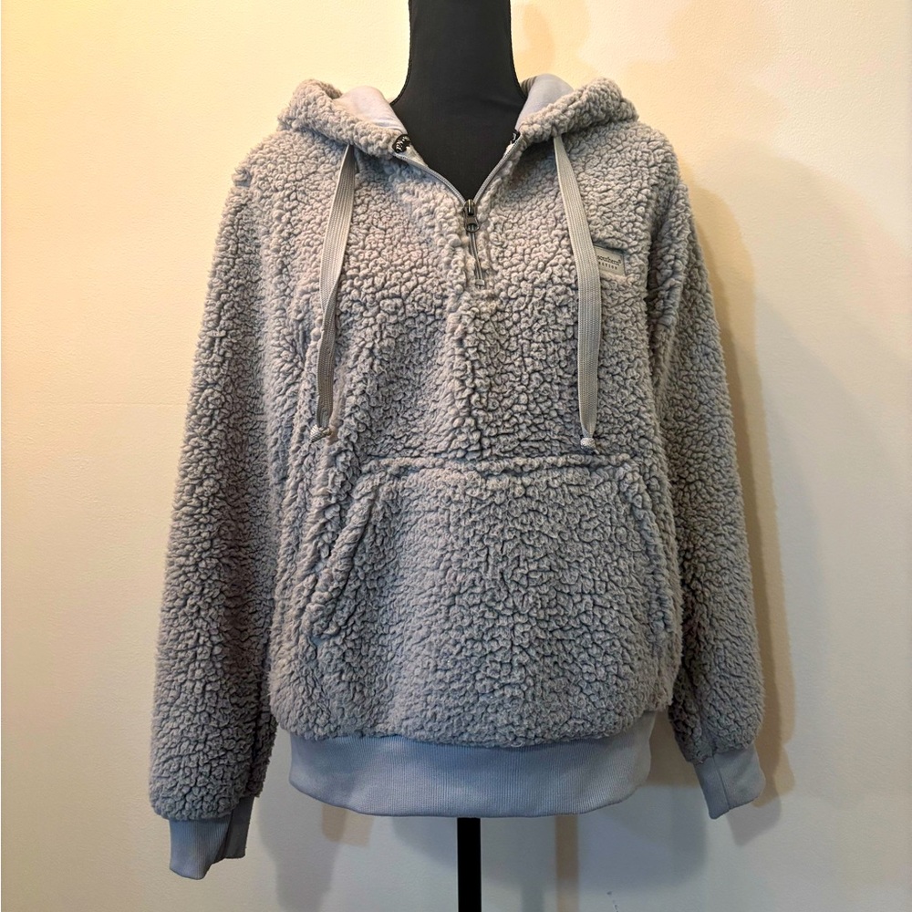 Simply Southern Women’s Sherpa 1/4 Zip Hooded Sweatshirt Size L‎ in Gray